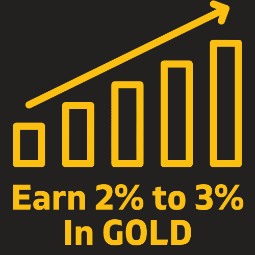 Earn 2% to 3% interest in gold, on gold